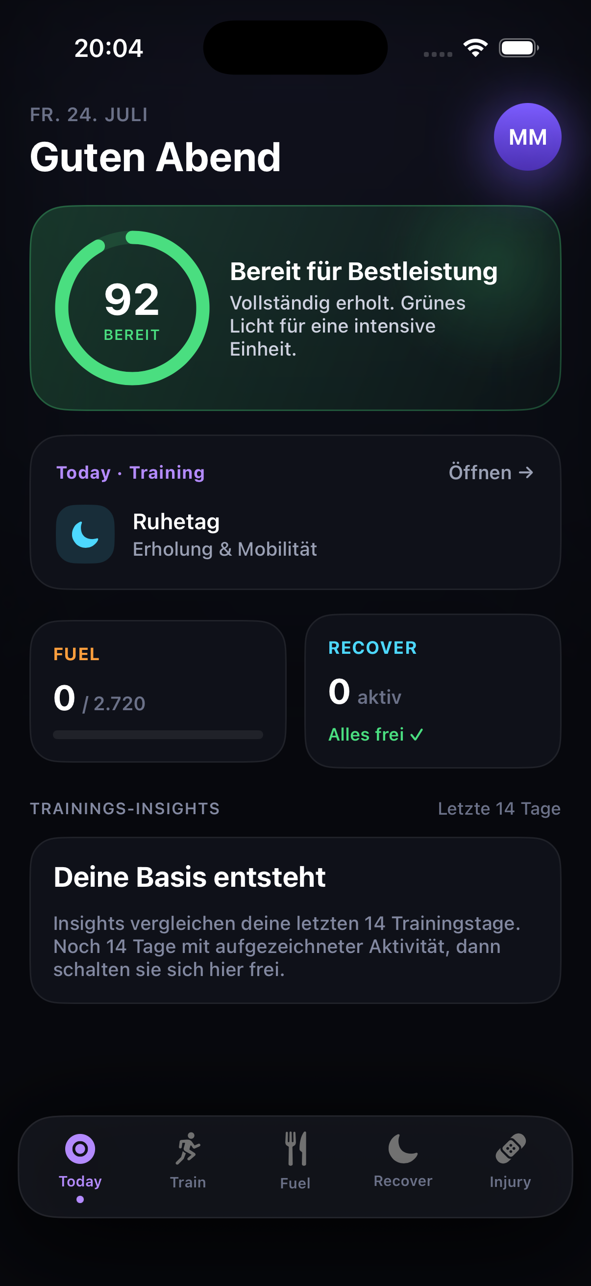 Screenshot: Laufansicht — 9:19.5